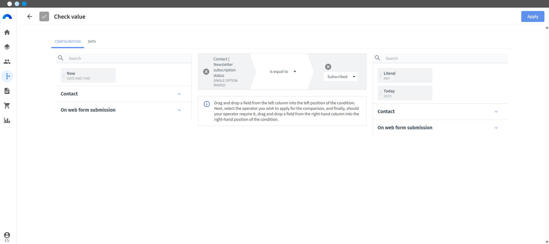 Newsletter subscription with double opt-in comprobar valor.png